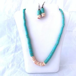Navajo Jacla turquoise and Heishi necklace with earrings